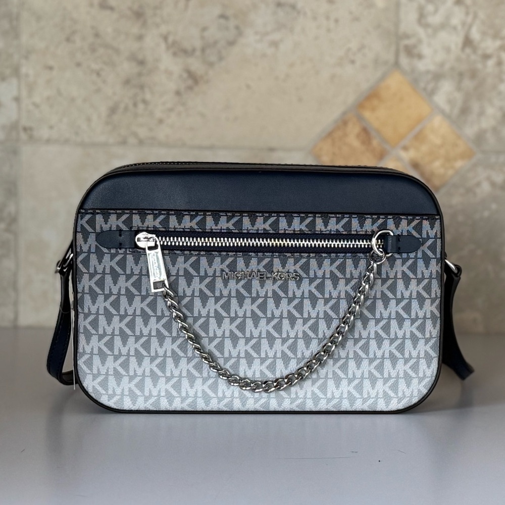 Michael Kors Jet Set Item Shoulder Chain Crossbody Bag MK Ombre Dark Navy